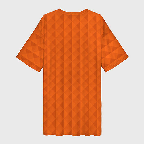 Женская длинная футболка Объёмные пирамиды сочный апельсиновый / 3D-принт – фото 2