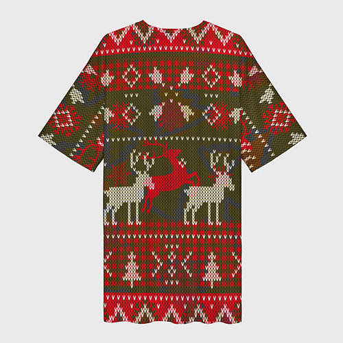 Женская длинная футболка Рождественский орнамент / 3D-принт – фото 2
