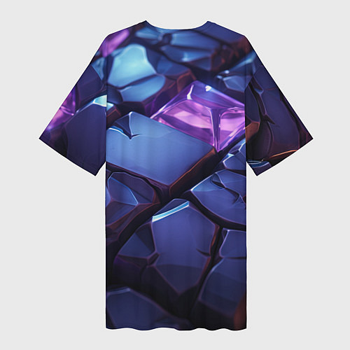 Женская длинная футболка Фиолетовые неоновые плиты / 3D-принт – фото 2