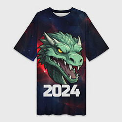 Футболка женская длинная Злой дракон 2024, цвет: 3D-принт
