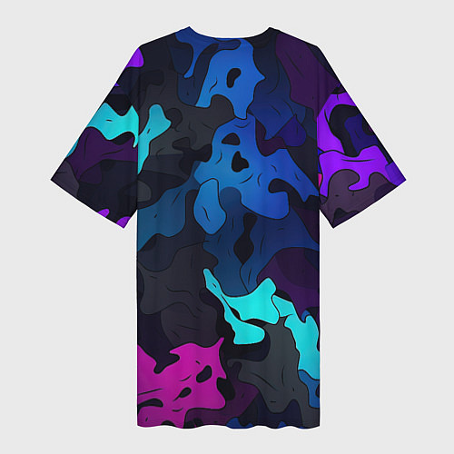 Женская длинная футболка Абстрактный камуфляж в кислотных абстрактных пятна / 3D-принт – фото 2