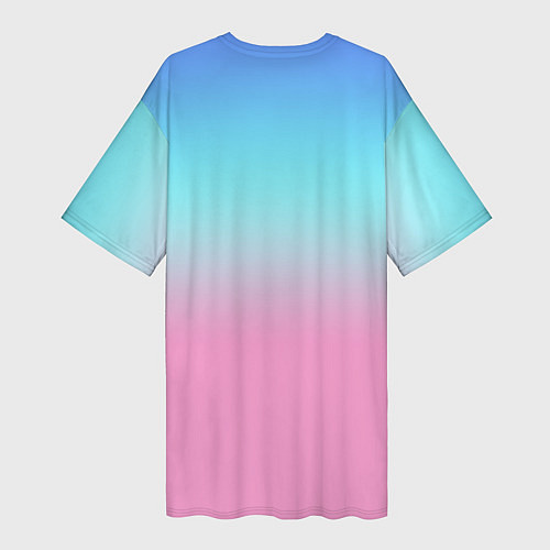 Женская длинная футболка Синий и голубо-розовый градиент / 3D-принт – фото 2