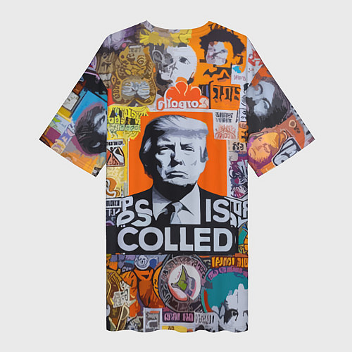 Женская длинная футболка Donald Trump - american сollage / 3D-принт – фото 2
