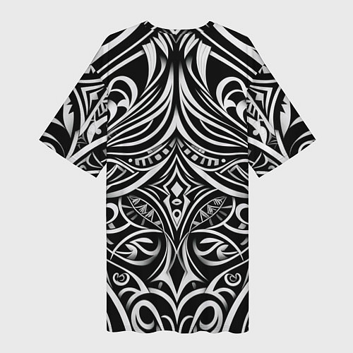 Женская длинная футболка Чёрно белые узоры / 3D-принт – фото 2