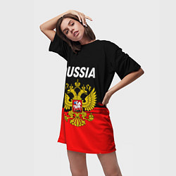 Футболка женская длинная Россия герб краски абстракция, цвет: 3D-принт — фото 2