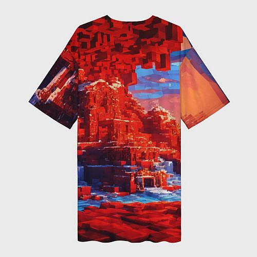 Женская длинная футболка Город в стиле майнкрафт / 3D-принт – фото 2
