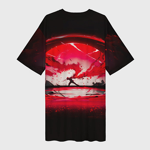 Женская длинная футболка Танец в последних лучах солнца / 3D-принт – фото 2