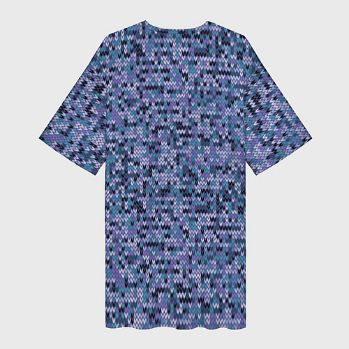 Женская длинная футболка Синий узор вязанного трикотажного полотна / 3D-принт – фото 2