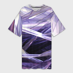 Футболка женская длинная Фиолетовые прозрачные полосы, цвет: 3D-принт
