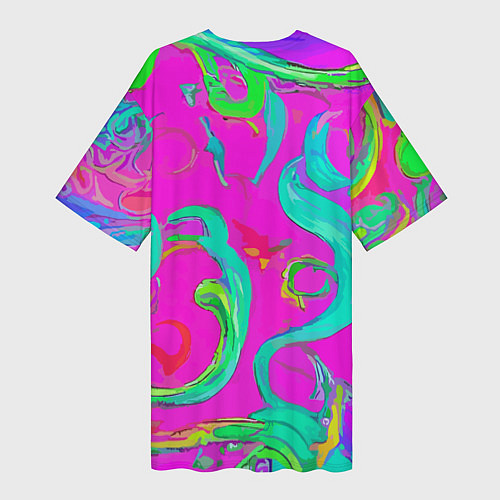 Женская длинная футболка Abstract floral pattern - aloha / 3D-принт – фото 2