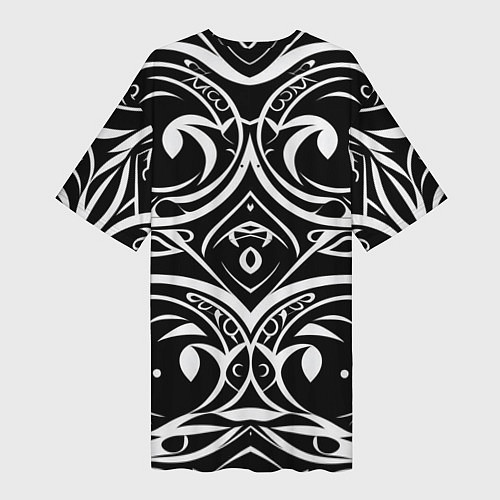 Женская длинная футболка Белое на чёрном / 3D-принт – фото 2