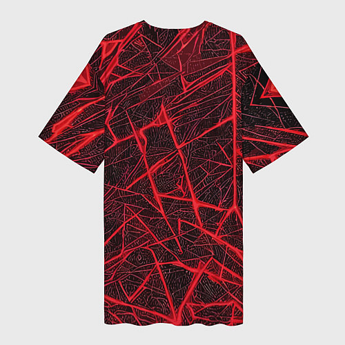 Женская длинная футболка Красная паутина на чёрном фоне / 3D-принт – фото 2
