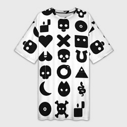 Женская длинная футболка Love death robots pattern white