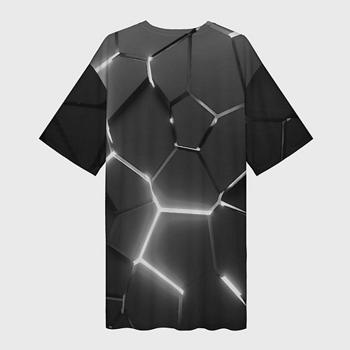 Женская длинная футболка Чёрные плиты разломы броня / 3D-принт – фото 2