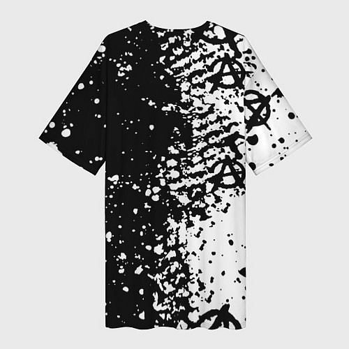 Женская длинная футболка Анархия краски черно-белые / 3D-принт – фото 2