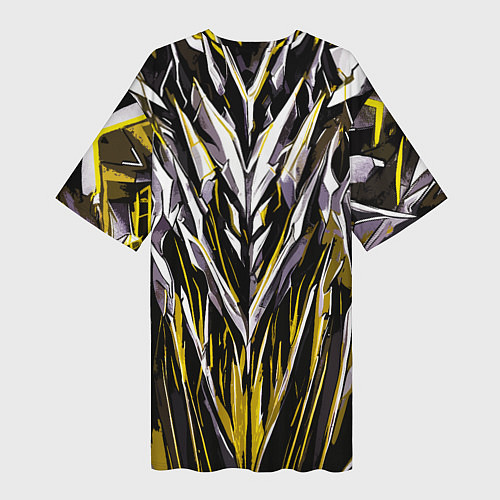 Женская длинная футболка Острый металл жёлтый / 3D-принт – фото 2