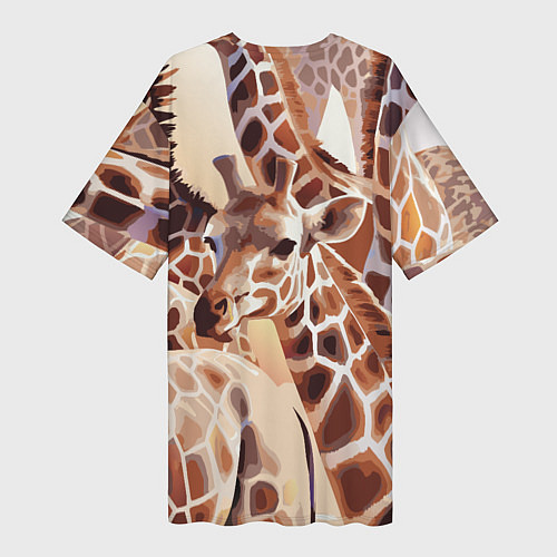 Женская длинная футболка Жирафы - африканский паттерн / 3D-принт – фото 2