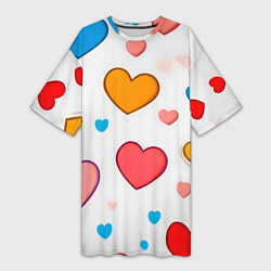 Женская длинная футболка Сердца сердечки