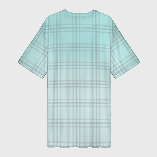 Женская длинная футболка Нежно-голубая шотландская клетка / 3D-принт – фото 2