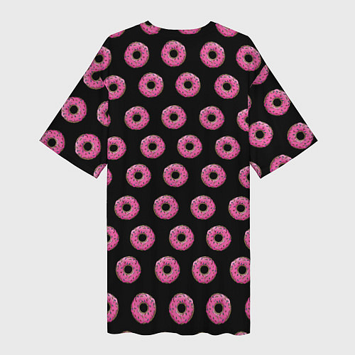 Женская длинная футболка Барт Симпсон на фоне пончиков / 3D-принт – фото 2