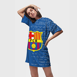 Футболка женская длинная Футбольный клуб Барселона - логотип крупный, цвет: 3D-принт — фото 2