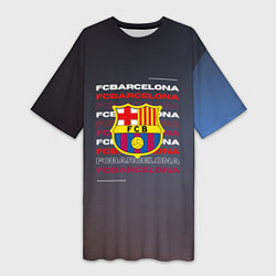 Футболка женская длинная Логотип футбольный клуб Барселона, цвет: 3D-принт