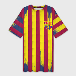 Женская длинная футболка Полосатые цвета футбольного клуба Барселона