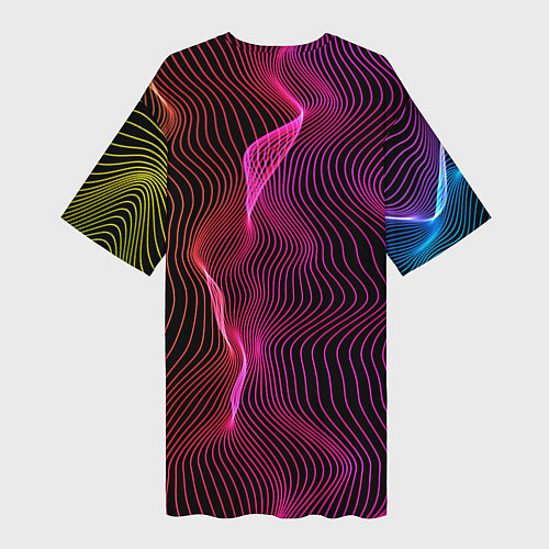 Женская длинная футболка Переплетающие цветные линии / 3D-принт – фото 2
