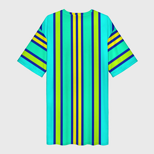 Женская длинная футболка Вертикальные неоновые полосы / 3D-принт – фото 2
