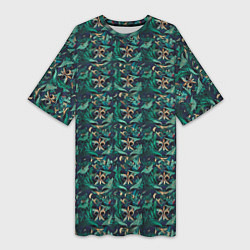 Женская длинная футболка Luxury green abstract pattern