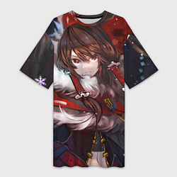 Футболка женская длинная Touhou Project Рейму Winter, цвет: 3D-принт