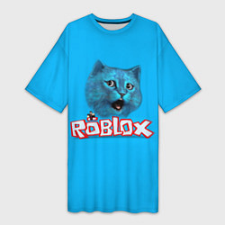 Женская длинная футболка Roblox синий кот