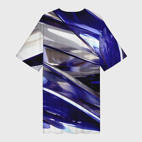 Женская длинная футболка Синие и белые полосы абстракции / 3D-принт – фото 2
