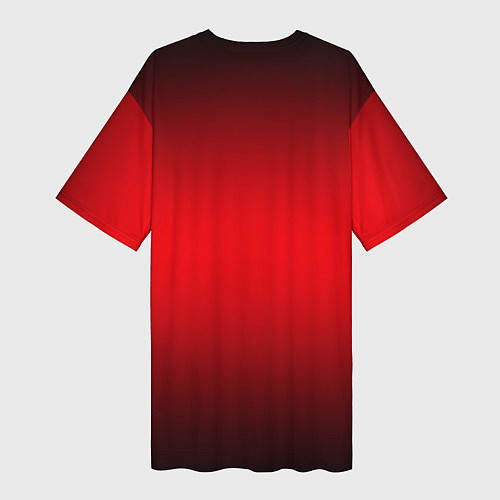 Женская длинная футболка Сова маркером на чёрно-красном / 3D-принт – фото 2