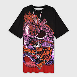 Женская длинная футболка Дракон и тигр в год дракона