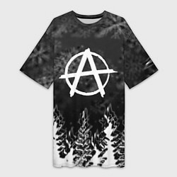 Женская длинная футболка Anarchy winter gray