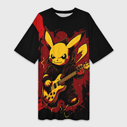 Женская длинная футболка Устрашаюший покемон с гитарой