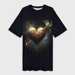Женская длинная футболка Золотое сердце - стрела