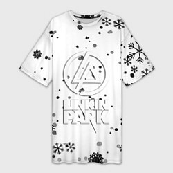 Женская длинная футболка Linkin park текстура зима рок