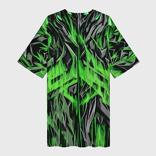 Женская длинная футболка Камень и зелёный огонь / 3D-принт – фото 2
