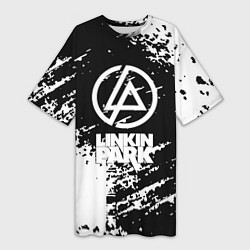 Женская длинная футболка Linkin park logo краски текстура