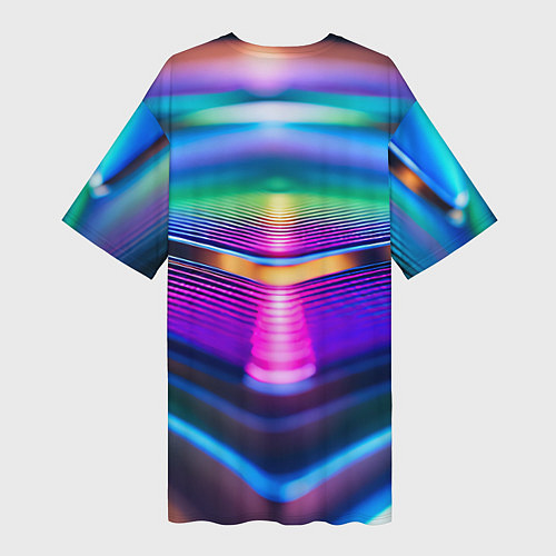 Женская длинная футболка Неоновые линии платформы / 3D-принт – фото 2
