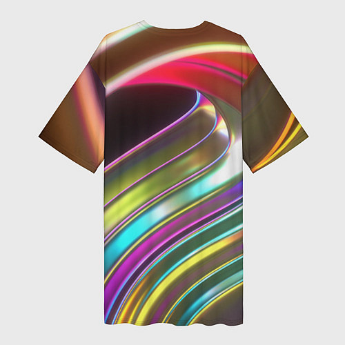 Женская длинная футболка Неоновый крученный металл разноцветный / 3D-принт – фото 2