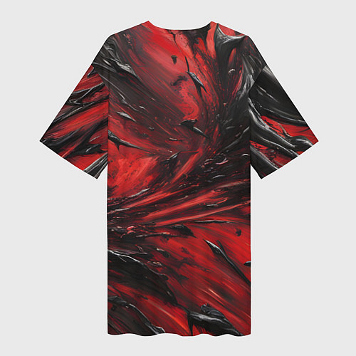 Женская длинная футболка Чёрная и красная субстанция / 3D-принт – фото 2