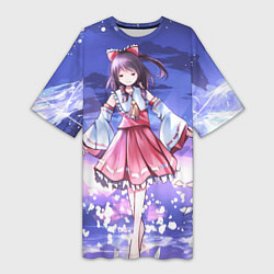 Женская длинная футболка Touhou Project Рейму улыбка