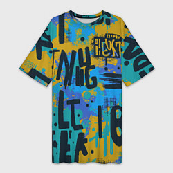 Женская длинная футболка Крупные буквы на цветном фоне