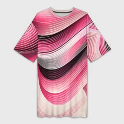 Футболка женская длинная Волны - текстура, цвет: 3D-принт