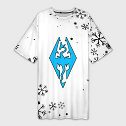 Женская длинная футболка Skyrim logo winter