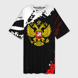 Женская длинная футболка Россия герб текстура краски