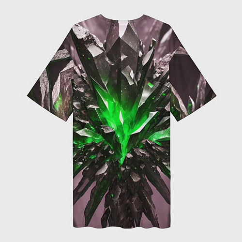 Женская длинная футболка Драгоценный камень зелёный / 3D-принт – фото 2